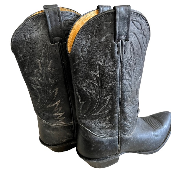 Nocona Mens Black Leather Cowboy Boots size 10 D 35956 - Picture 5 of 10